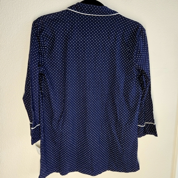 NWT!!!‎ Lauren Ralph Lauren Navy Polka Dot Pajama Top, Size XS - Picture 5 of 5